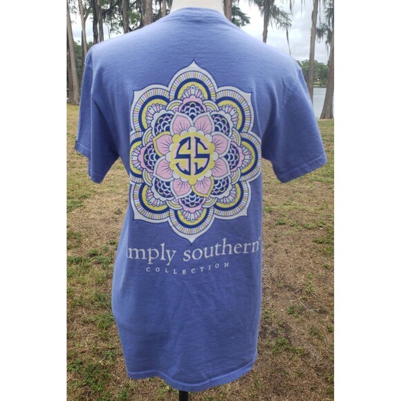 Simply Southern Mandala T-Shirt Womens Size Small Light Purple Blue 100% Cotton - Picture 6 of 11